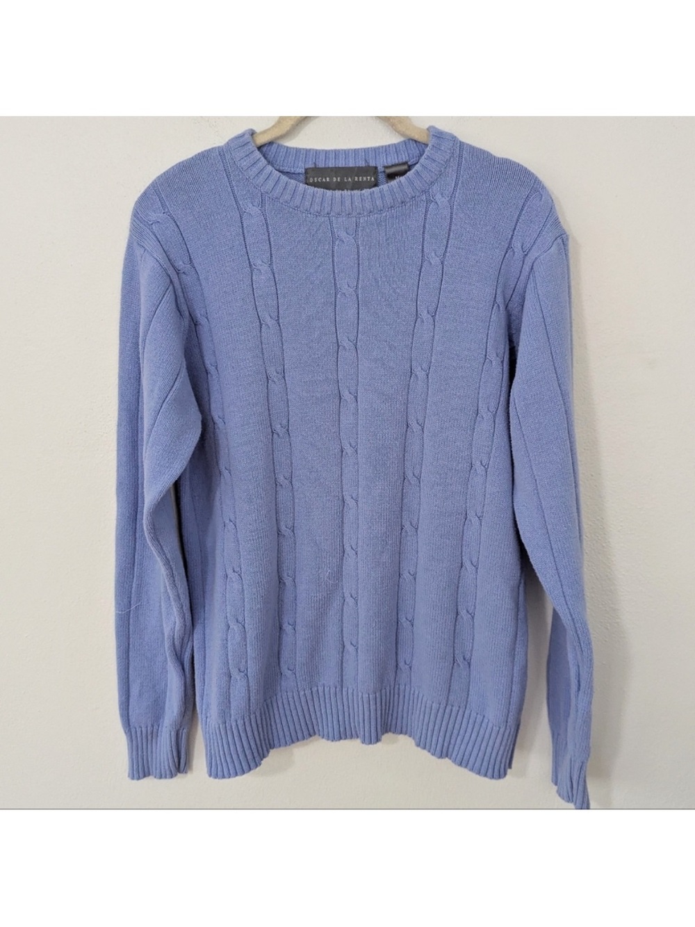Oscar de la Renta Light Lavender Cable Knit Sweater